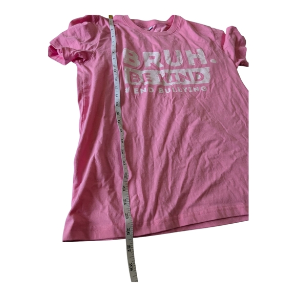 Graphic T-shirt, 'Be Kind-End Bullying"'. Size XS. Pink And White. - Picture 7 of 7